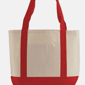 Elegant Red and Cream Tote Bag the same size as those at Trader Joe's